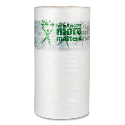 Produce Bags, Fruits and Veggies - More Matters Labeling, 0.35 mil, 10" x 15", Clear, 1,400 Bags/Roll, 4 Rolls/Carton