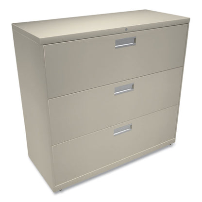 Brigade 600 Series Lateral File, 3 Legal/Letter-Size File Drawers, Putty, 42" x 18" x 39.13"