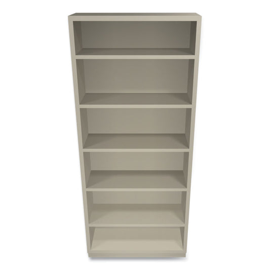 Metal Bookcase, Six-Shelf, 34.5w x 12.63d x 81.13h, Putty