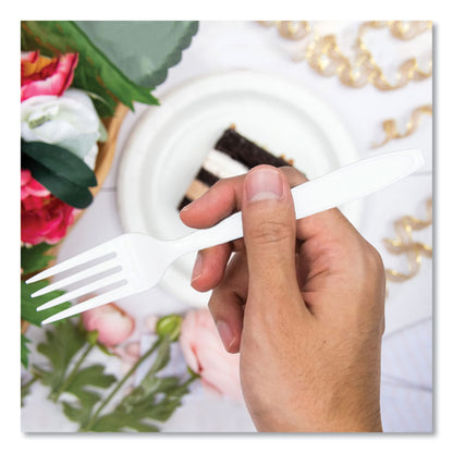 Impress Heavyweight Full-Length Polystyrene Cutlery, Fork, Plastic, White, 100/Box, 10 Boxes/Carton