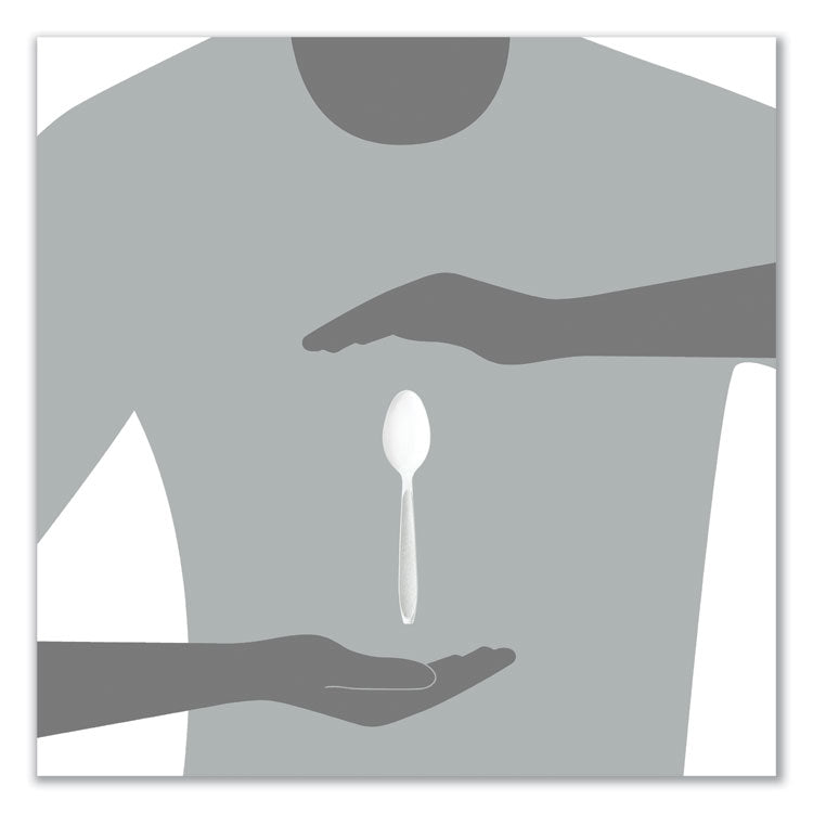 Impress Heavyweight Full-Length Polystyrene Cutlery, Spoon, Plastic, White, 100/Box, 10 Boxes/Carton