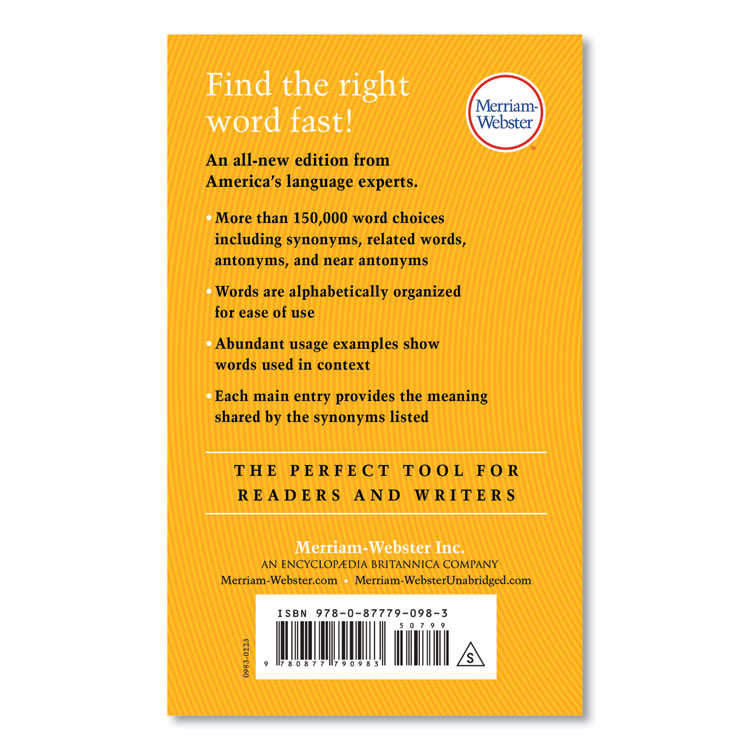 Merriam-Webster Thesaurus, Paperback, 832 Pages