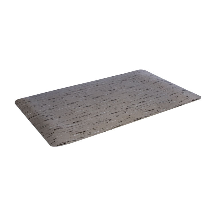 Cushion-Step Marbleized Rubber Mat, Rectangular, Gray Smooth Surface, 24" x 36"