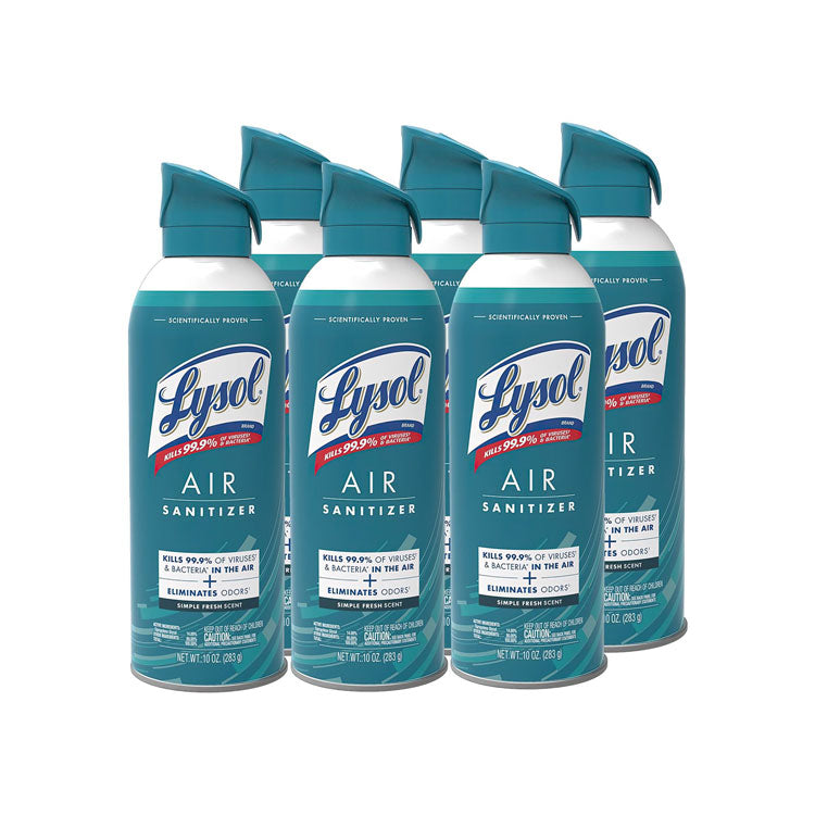 Air Sanitizer Spray, Simple Fresh Scent, 10 oz Aerosol Spray, 6/Carton