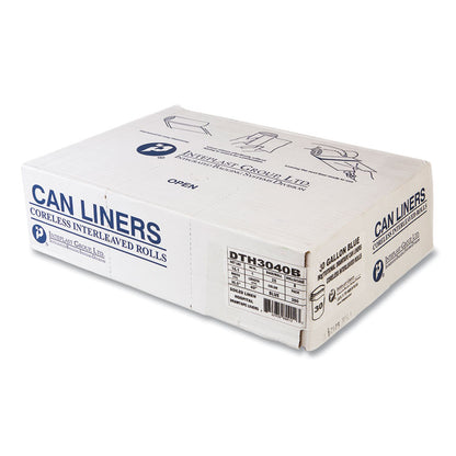 Draw-Tuff Institutional Draw-Tape Can Liners, Drawstring, 30 gal, 1 mil, 30.5" x 40", Blue, 25 Bags/Roll, 8 Rolls/Carton
