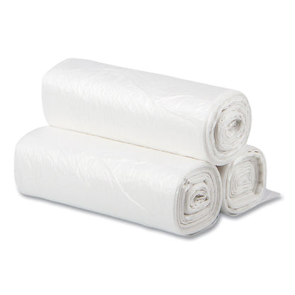 High-Density Commercial Can Liners, 10 gal, 6 mic, 24" x 24", Natural, Perforated Roll, 50 Bags/Roll, 20 Rolls/Carton
