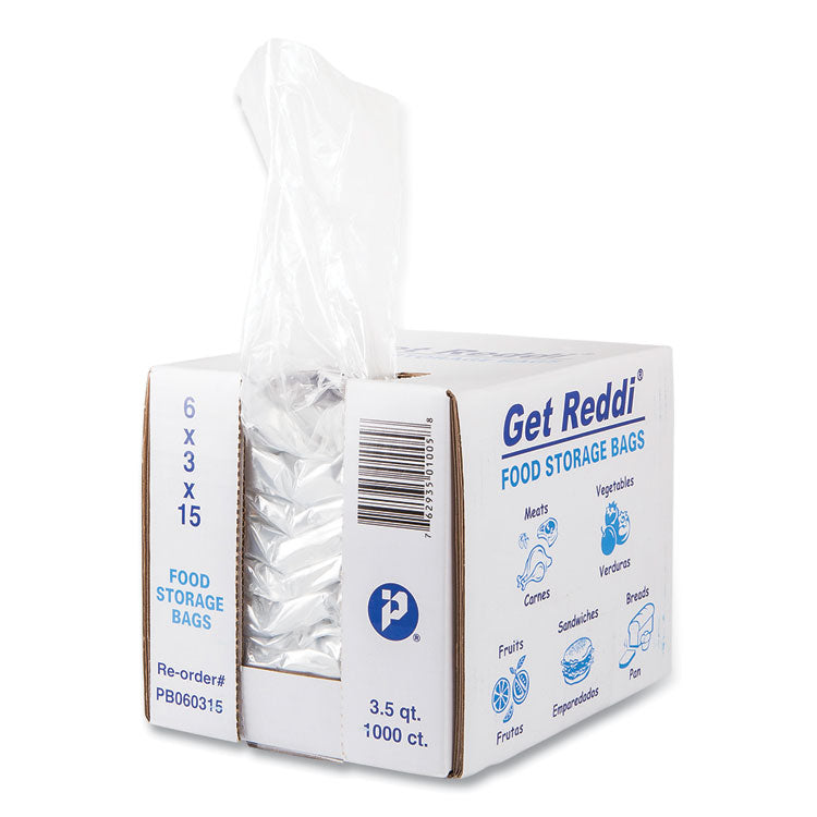 Food Bags, 112 oz, 0.68 mil, 6" x 3" x 15", Clear, 1,000/Carton