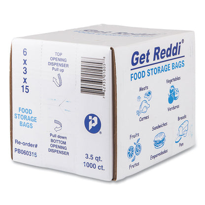 Food Bags, 112 oz, 0.68 mil, 6" x 3" x 15", Clear, 1,000/Carton