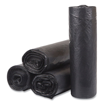 High-Density Commercial Can Liners, 33 gal, 16 mic, 33" x 40", Black, Interleaved Roll, 25 Bags/Roll, 10 Rolls/Carton