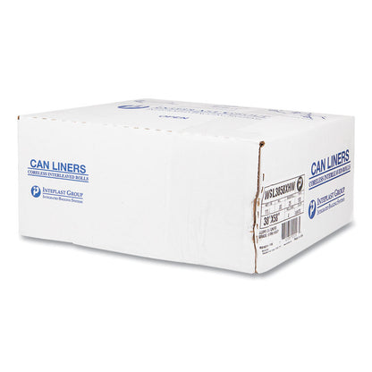 High-Density Commercial Can Liners, 55 gal, 17 mic, 36" x 60", Clear, Interleaved Roll, 25 Bags/Roll, 8 Rolls/Carton
