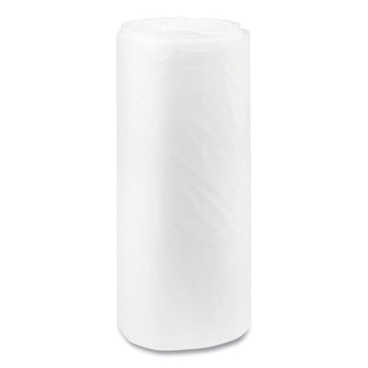 High-Density Commercial Can Liners, 60 gal, 22 mic, 38" x 60", Clear, Interleaved Roll, 25 Bags/Roll, 6 Rolls/Carton