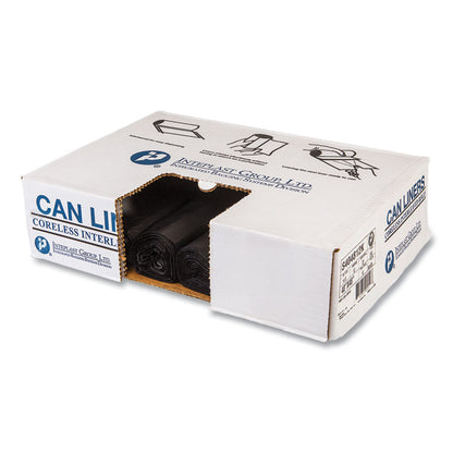 High-Density Commercial Can Liners, 45 gal, 12 mic, 40" x 48", Black, Interleaved Roll, 25 Bags/Roll, 10 Rolls/Carton