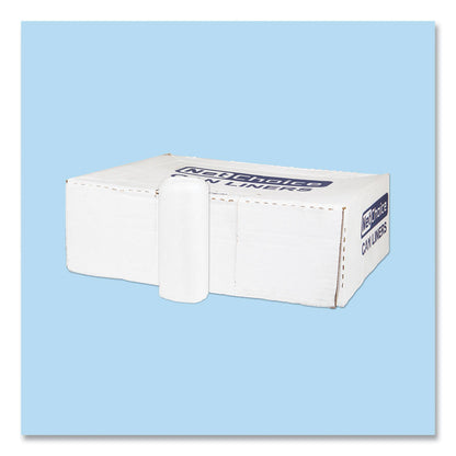 High-Density Commercial Can Liners, 45 gal, 12 mic, 40" x 48", Clear, Interleaved Roll, 25 Bags/Roll, 10 Rolls/Carton