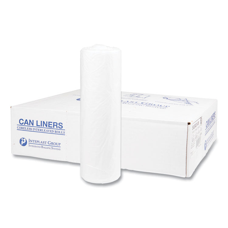 High-Density Commercial Can Liners, 45 gal, 14 mic, 40" x 48", Clear, Interleaved Roll, 25 Bags/Roll, 10 Rolls/Carton