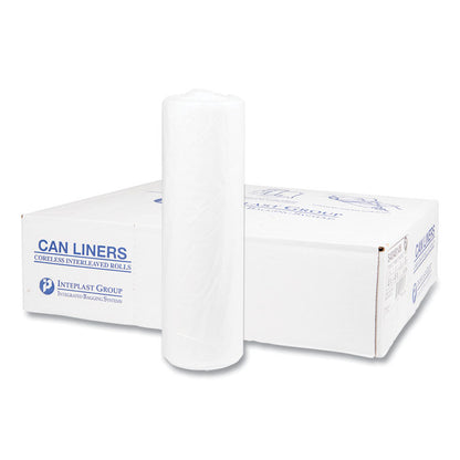High-Density Commercial Can Liners, 45 gal, 14 mic, 40" x 48", Clear, Interleaved Roll, 25 Bags/Roll, 10 Rolls/Carton