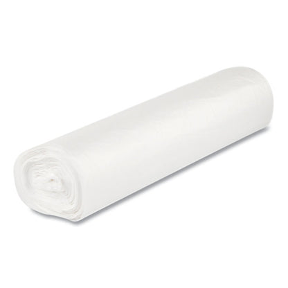 High-Density Commercial Can Liners, 56 gal, 17 mic, 43" x 48", Clear, Interleaved Roll, 25 Bags/Roll, 8 Rolls/Carton