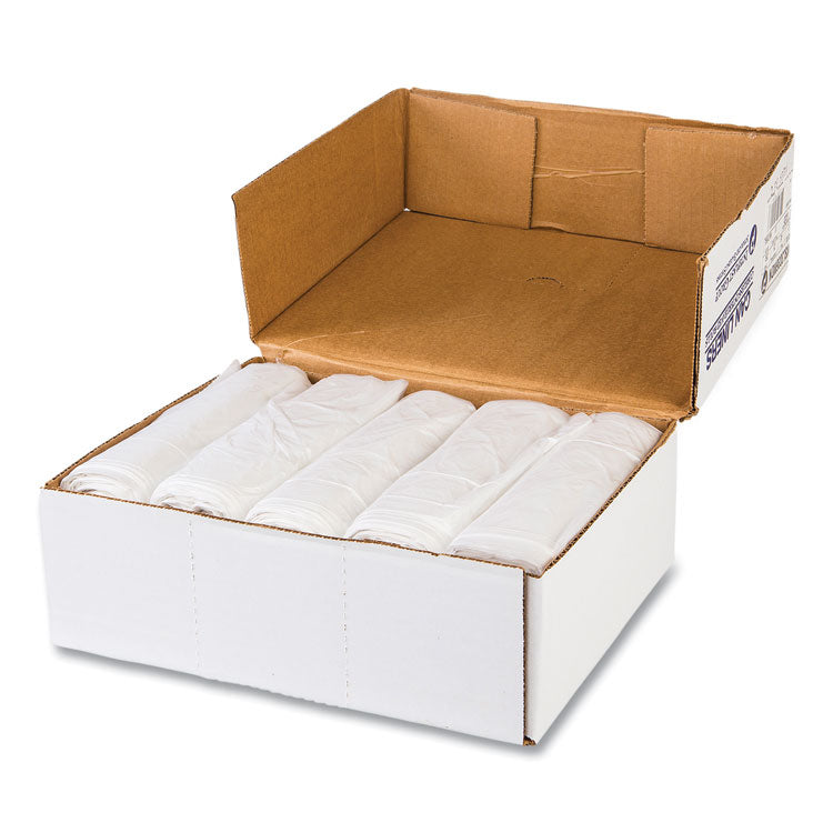 Low-Density Commercial Can Liners, 60 gal, 1.15 mil, 38" x 58", Clear, Interleaved Roll, 20 Bags/Roll, 5 Rolls/Carton