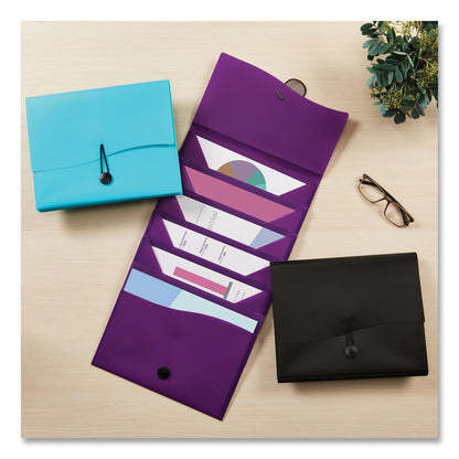 Slide and View Expanding File, 6 Sections, Hook/Loop Closure, Letter Size, Black