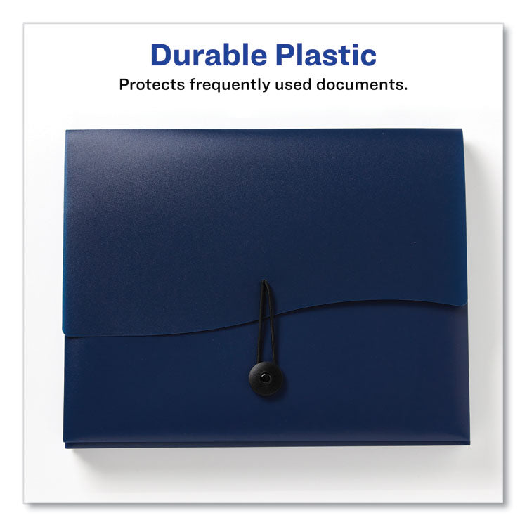 Slide and View Expanding File, 6 Sections, Hook/Loop Closure, Letter Size, Navy Blue