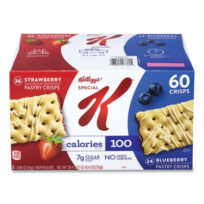 Special K Pastry Crisps, (36) Strawberry, (24) Blueberry, 0.88 oz, 2/Pouch, 30 Pouches/Carton