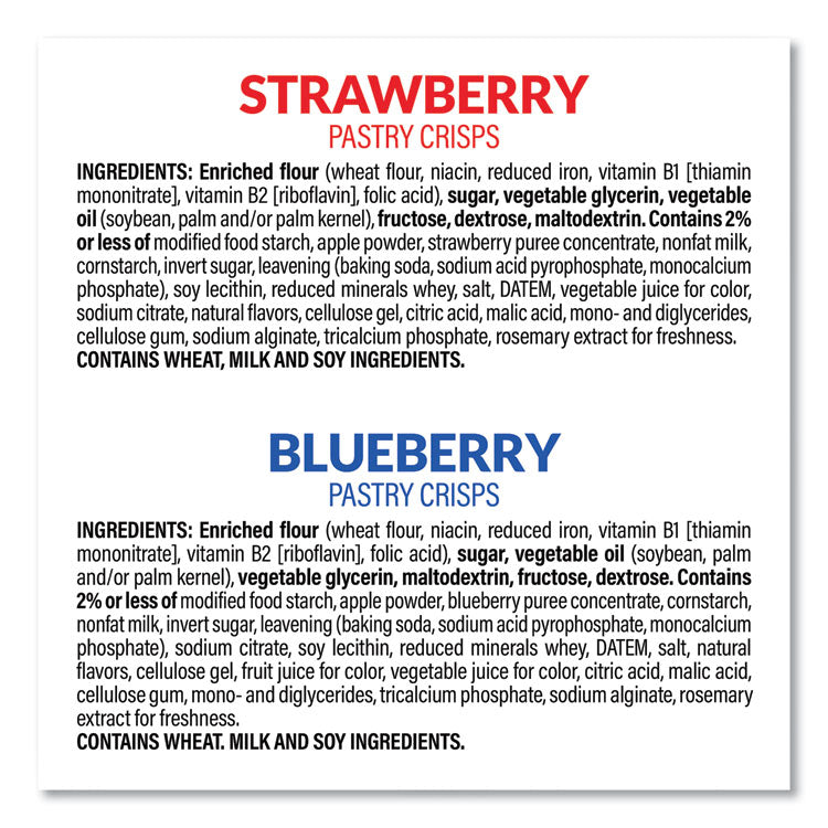 Special K Pastry Crisps, (36) Strawberry, (24) Blueberry, 0.88 oz, 2/Pouch, 30 Pouches/Carton
