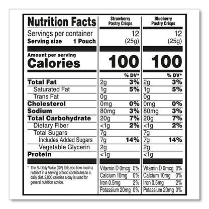 Special K Pastry Crisps, (36) Strawberry, (24) Blueberry, 0.88 oz, 2/Pouch, 30 Pouches/Carton