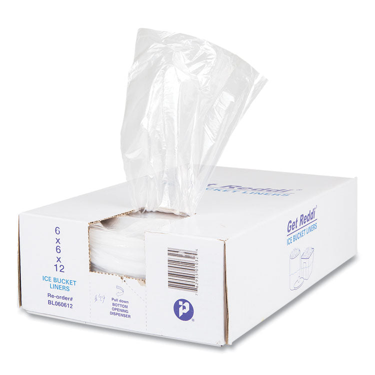 Ice Bucket Liner Bags, 96 oz, 0.5 mil, 6" x 6" x 12", Clear, 1,000/Carton