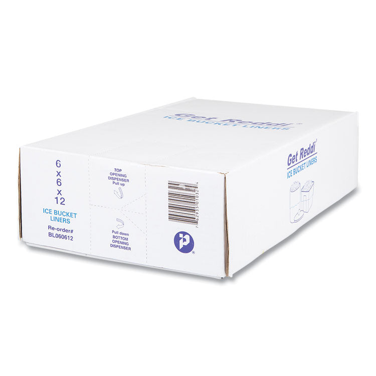 Ice Bucket Liner Bags, 96 oz, 0.5 mil, 6" x 6" x 12", Clear, 1,000/Carton
