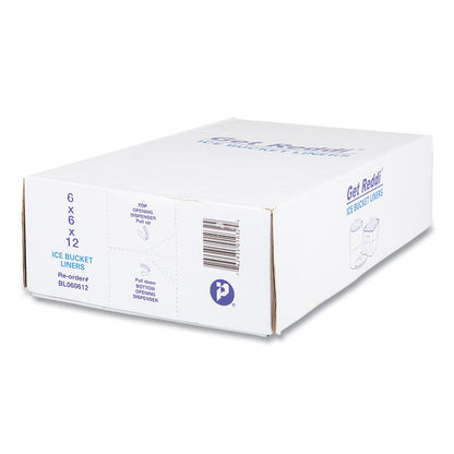 Ice Bucket Liner Bags, 96 oz, 0.5 mil, 6" x 6" x 12", Clear, 1,000/Carton