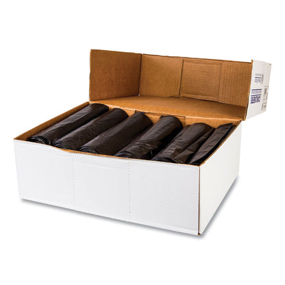 High-Density Commercial Can Liners, 16 gal, 6 mic, 24" x 33", Black, Perforated Roll, 50 Bags/Roll, 20 Rolls/Carton