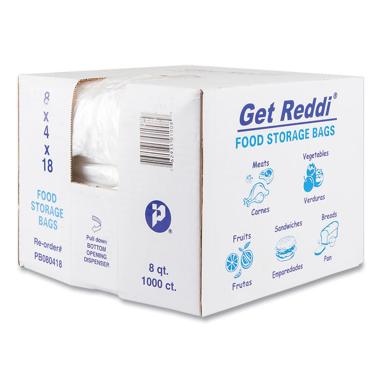 Food Bags, 2 gal, 0.85 mil, 8" x 4" x 18", Clear, 1,000/Carton