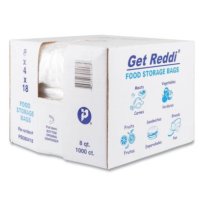 Food Bags, 2 gal, 0.85 mil, 8" x 4" x 18", Clear, 1,000/Carton