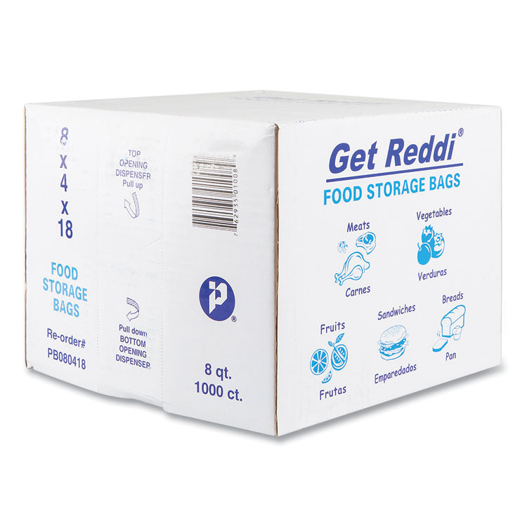 Food Bags, 2 gal, 0.85 mil, 8" x 4" x 18", Clear, 1,000/Carton