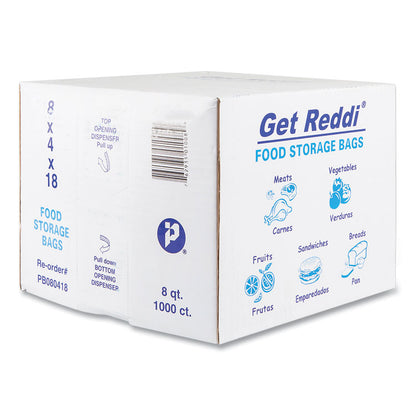Food Bags, 2 gal, 0.85 mil, 8" x 4" x 18", Clear, 1,000/Carton