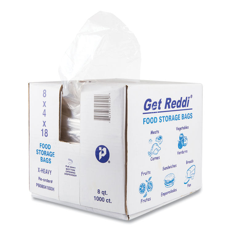 Food and Utility Bags, 2 gal, 1.2 mil, 8" x 4" x 18", Clear, 1,000/Carton