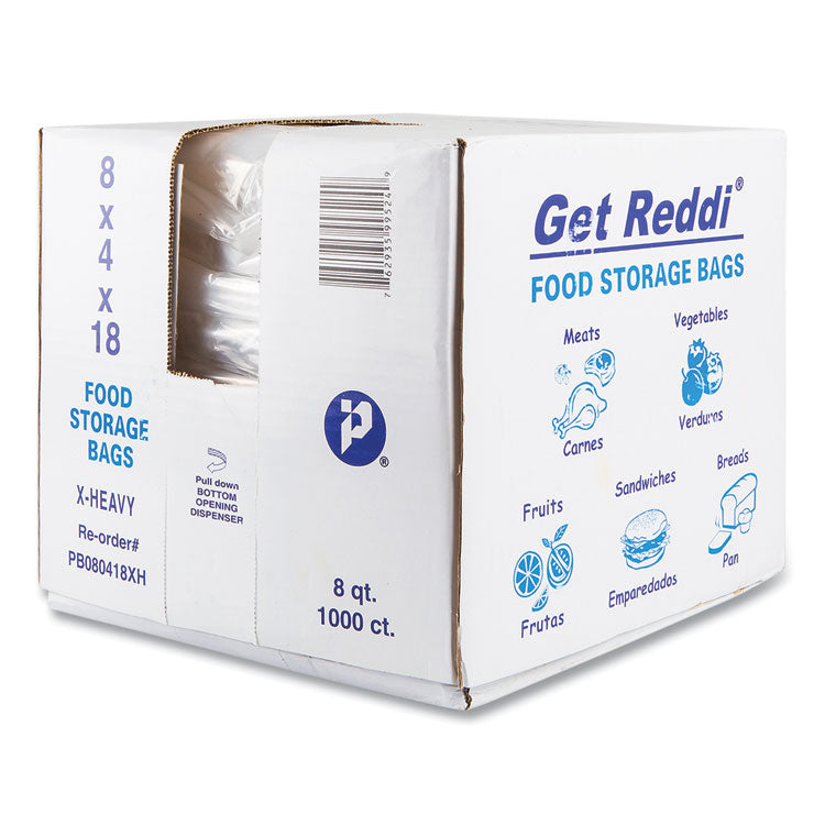 Food and Utility Bags, 2 gal, 1.2 mil, 8" x 4" x 18", Clear, 1,000/Carton