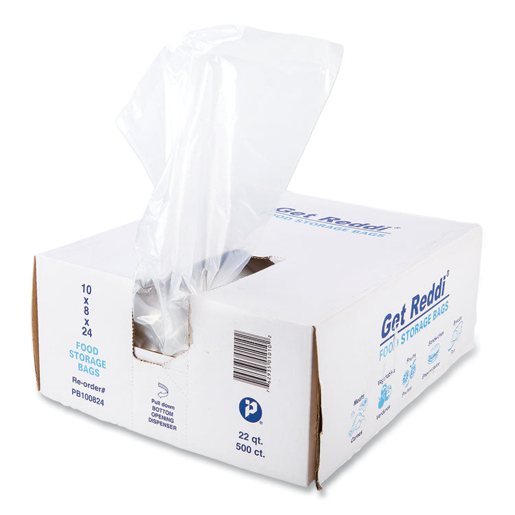 Food Bags, 5.5 gal, 1 mil, 10" x 8" x 24", Clear, 500/Carton
