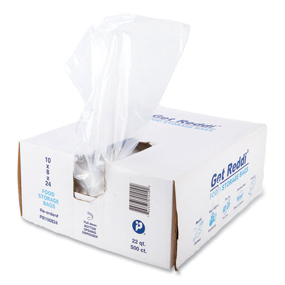 Food Bags, 5.5 gal, 1 mil, 10" x 8" x 24", Clear, 500/Carton