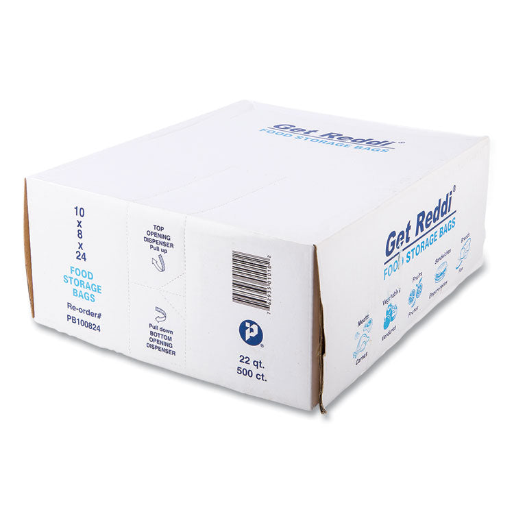 Food Bags, 5.5 gal, 1 mil, 10" x 8" x 24", Clear, 500/Carton
