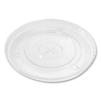 PET Lids, Flat with Straw Slot, Fits 12 oz to 24 oz Cold Cups, Plastic, Clear, 1,000/Carton