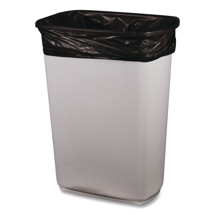 Low-Density Waste Can Liners, 23 gal, 0.9 mil, 28" x 45", Black, Perforated Roll, 25 Bags/Roll, 8 Rolls/Carton