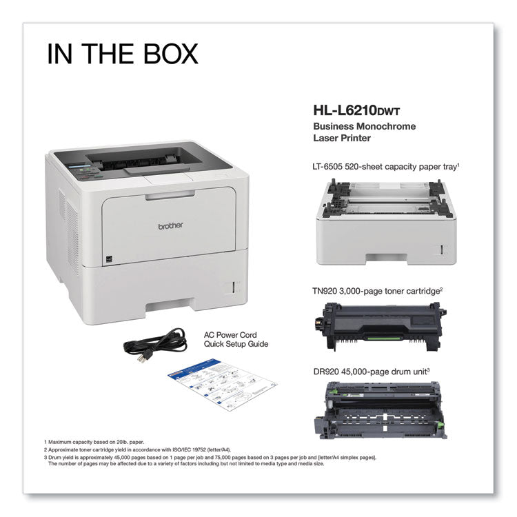 HL-L6210DWT Wireless Business Monochrome Laser Printer with Dual Paper Trays