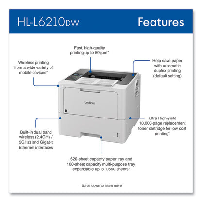 HL-L6210DW Wireless Business Monochrome Laser Printer