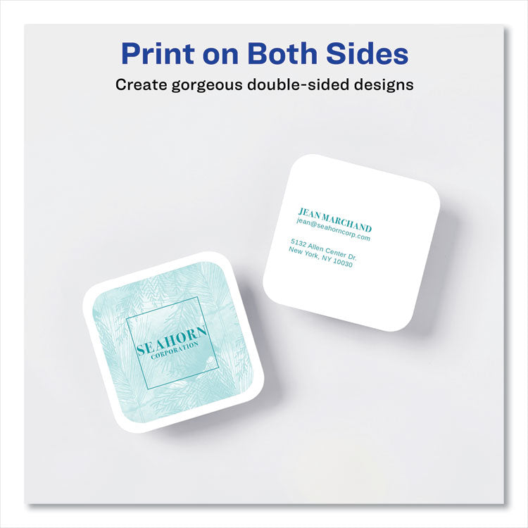 Square Clean Edge Cards with Sure Feed Technology, Laser, 2.5 x 2.5, White, 9 Cards/Sheet, 20 Sheets/Pack