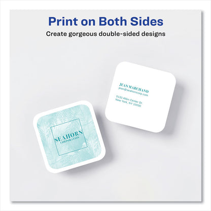 Square Clean Edge Cards with Sure Feed Technology, Laser, 2.5 x 2.5, White, 9 Cards/Sheet, 20 Sheets/Pack
