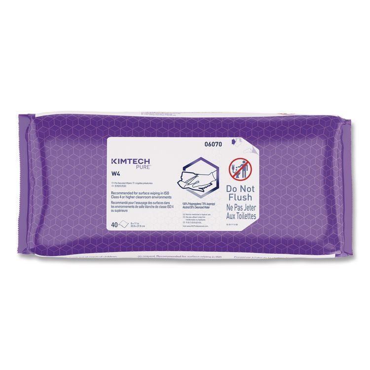 W4 PreSat Alcohol Wipers, 70% IPA, 1-Ply, 9 x 11, White, 40/Pack, 10 Packs/Carton