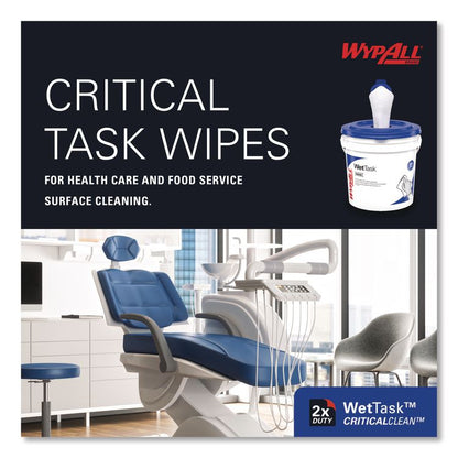 Critical Clean Wipers for Bleach, Disinfectants, Sanitizers WetTask Customizable Wet Wiping System, 90/Roll, 6 Rolls/Carton