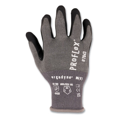 ProFlex 7043 ANSI A4 Nitrile Coated CR Gloves, EN388: 4X42D, 9" Long, Large, Gray, 12 Pairs