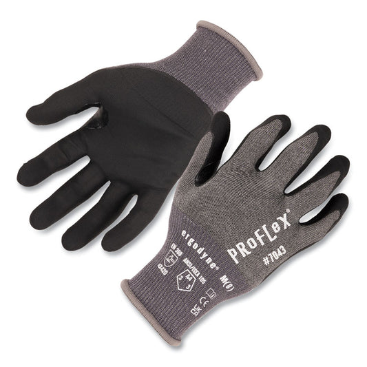 ProFlex 7043 ANSI A4 Nitrile Coated CR Gloves, EN388: 4X42D, 9" Long, X-Large, Gray, Pair