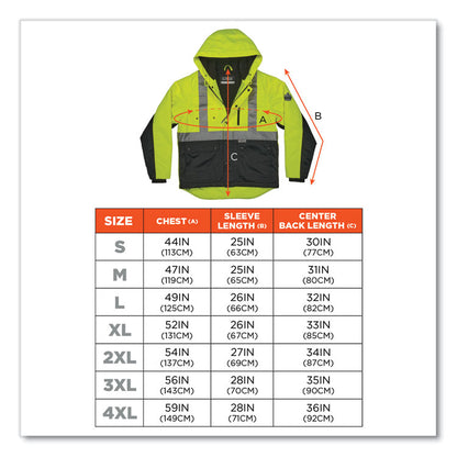GloWear 8275 Class 2 Heavy-Duty Hi-Vis Workwear Sherpa Lined Jacket, Medium, Lime